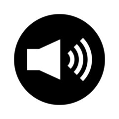 Volume icon in a black circle. Vector.