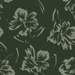 Fototapeta premium Floral Brush strokes Seamless Pattern Background