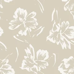Peel and stick wallpaper Beige Floral Brush strokes Seamless Pattern Background