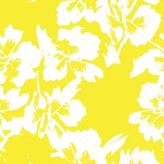 Sheer curtains Yellow Floral Brush strokes Seamless Pattern Background