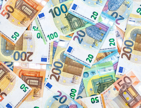 Different euro bills as financial background.