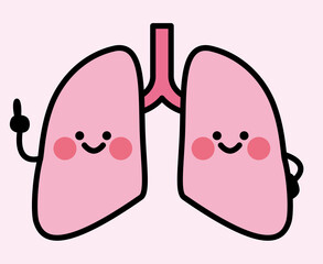 肺　キャラクター　指差し