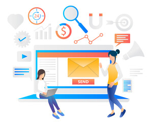 Illustration of digital email marketing strategy