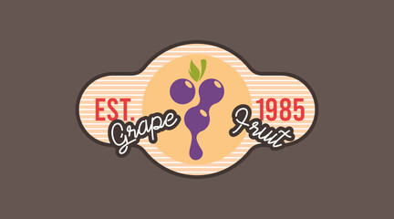 Vintage Fruit Logo Template for Grape Logo Vector. Retro Style Fruit Logo