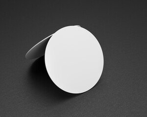 3D render, mockup of round business cards against the background of black paper, with auxiliary markup for easy placement of your design