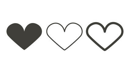 Heart icons set, love concept, thin black line,vector