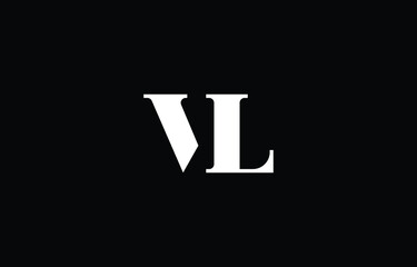 Fototapeta na wymiar Initial VL letter logo design with black background 