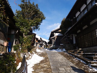 冬の馬籠宿の風景