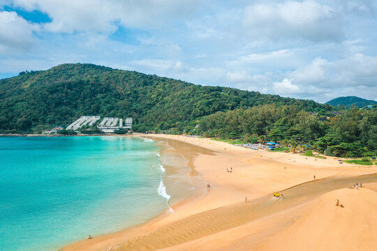 Aerial view of Nai Harn beach in Phuket, Thailand