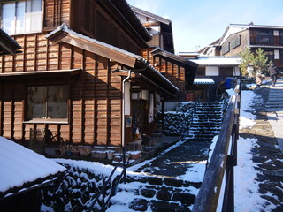 冬の馬籠宿の風景