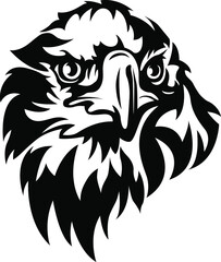Hand drawn eagle head emblem. Mascot bird vector. Logo illustration.