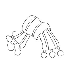Winter or autumn and spring scarf. Simple vector outline illustration. Suitable for children's books and coloring pages, as well as in infographics, for design and patterning, for catalogs, as an icon