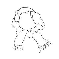 Winter or autumn and spring scarf. Simple vector outline illustration. Suitable for children's books and coloring pages, as well as in infographics, for design and patterning, for catalogs, as an icon