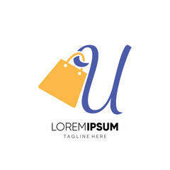 Letter U Shopping Bag Logo Design Vector Icon Graphic Emblem Illustration