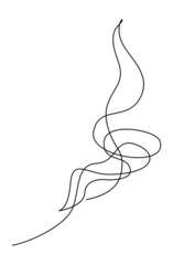 Smoke. Curls of cigarette smoke. Steam cloud. Continuous line drawing illustration.