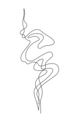 Smoke. Curls of cigarette smoke. Steam cloud. Continuous line drawing illustration.