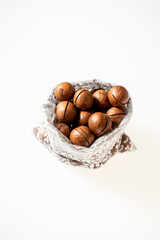 macadamia nut on white background