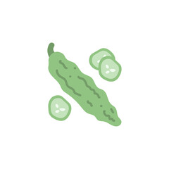 illustration of a green bitter melon. vegetables and food. flat cartoon style. vector design.