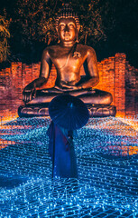 Buddhist tradition light festival in Ratchaburi, Nasatta, Thailand