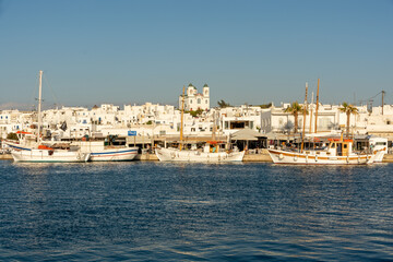 View of Naoussa, Paros, Greece, from the sea