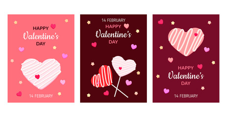 Happy Valentine's Day set of card. Vector illustration for poster, card, banner on valentine day.