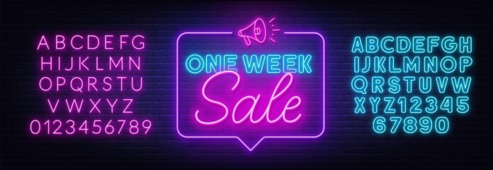 One Week Sale neon sign on brick wall background © TanyaFox