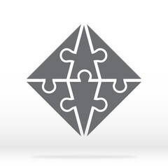 Simple icon puzzles in gray. Simple icon triangle puzzle of the six elements  on transparent background for your web site design, app, logo, UI. EPS10.