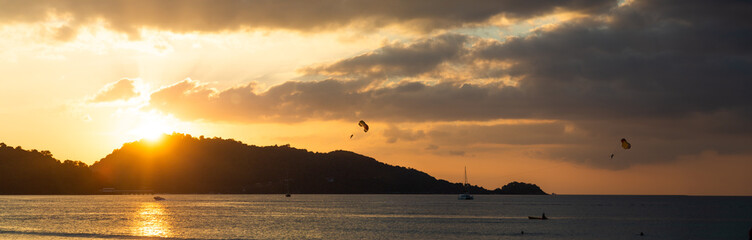 Naklejka premium Sunset view in Patong beach in Phuket Province, Thailand