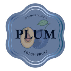 Plum fruit stamp badge logo sticker template