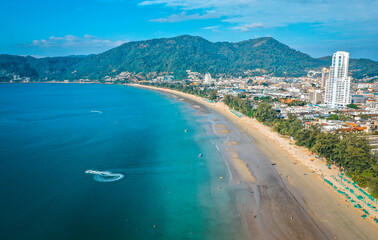 Fototapeta na wymiar Aerial view in Patong beach in Phuket Province, Thailand