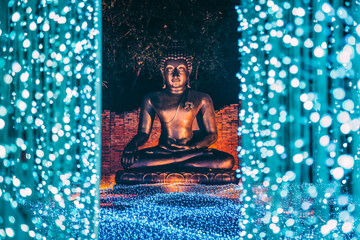 Buddhist tradition light festival in Ratchaburi, Nasatta, Thailand