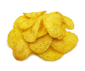 potato chips with spice on white background