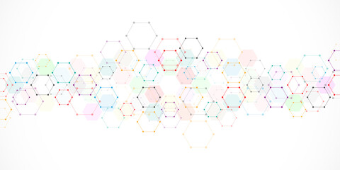 Abstract background with geometric shapes and hexagon pattern