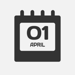 Icon day date 1 April, template calendar page