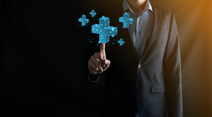 Businessman hand holding letter icon,email icons.Contact us by newsletter email and protect your...