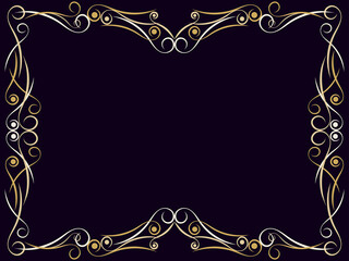 Art deco frame with swirls. Art Nouveau linear border. Design a template for invitations, leaflets and greeting cards. Geometric golden frame. The style of the 1920s - 1930s. Vector illustration