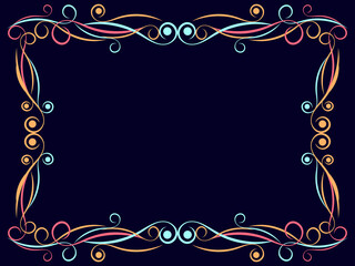 Art deco frame with swirls. Art Nouveau linear border. Design a template for invitations, leaflets and greeting cards. Geometric golden frame. The style of the 1920s - 1930s. Vector illustration