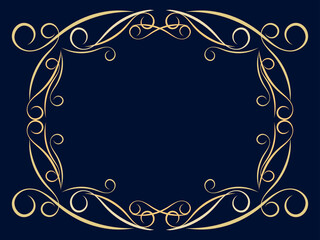 Art deco frame with swirls. Art Nouveau linear border. Design a template for invitations, leaflets and greeting cards. Geometric golden frame. The style of the 1920s - 1930s. Vector illustration