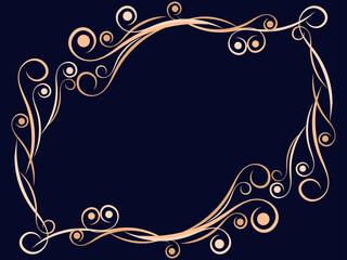 Victorian frame with swirls. Ornament in the Art Nouveau style. Vintage decorative art deco frame. Create a template for invitations, flyers and greeting cards. 1920s style Vector illustration