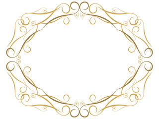 Art deco frame with swirls. Art Nouveau linear border. Design a template for invitations, leaflets and greeting cards. Geometric golden frame. The style of the 1920s - 1930s. Vector illustration