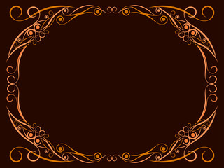 Art deco frame with swirls. Art Nouveau linear border. Design a template for invitations, leaflets and greeting cards. Geometric golden frame. The style of the 1920s - 1930s. Vector illustration