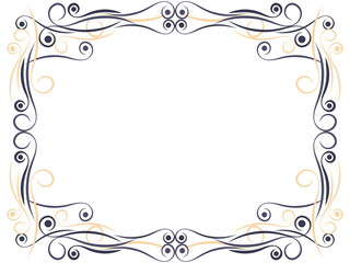 Art deco frame with swirls. Art Nouveau linear border. Design a template for invitations, leaflets and greeting cards. Geometric golden frame. The style of the 1920s - 1930s. Vector illustration