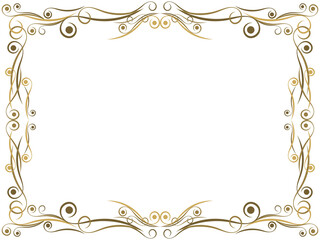 Art deco frame with swirls. Art Nouveau linear border. Design a template for invitations, leaflets and greeting cards. Geometric golden frame. The style of the 1920s - 1930s. Vector illustration