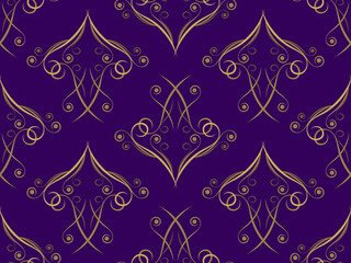 Art deco seamless pattern with swirls. Vintage background in the Art Nouveau style of the 1920s - 1930s. Linear art. Design for wallpaper, wrapping paper and fabric printing. Vector illustration