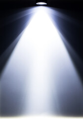 LED black flashlight for background. abstract spotlight on white texture. picture backdrop for add...