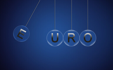 Euro Title on Newton's Cradle Swings in Pendulum Bubble
