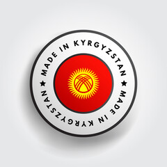 Made in Kyrgyzstan text emblem badge, concept background