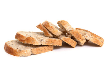 slices of sliced whole grain toast white bread on isolated background