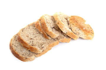 slices of white toast sandwich bread on white isolated background