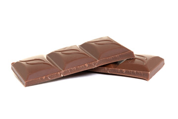 chocolate made from real cocoa beans on white isolated background